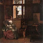 HOOCH, Pieter de Woman Reading a Letter s oil painting on canvas